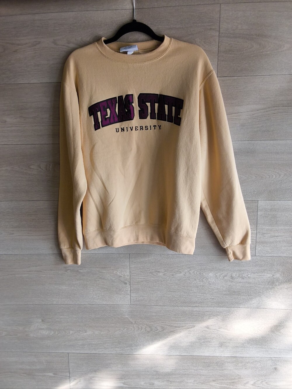 Champion Texas State University Sweatshirt Medium Tan Embroidered Arch Crewneck